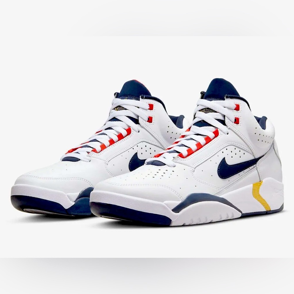 Nike Mens Air Flight Lite Mid Blue White Gold "Olympic" Sneakers Sz 10.5